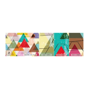 Fototapeten Muster Selbstklebend Deluxe Sticker - Drei mal drei - Abstraktion, Stück, Dreiecke - 100x30 cm