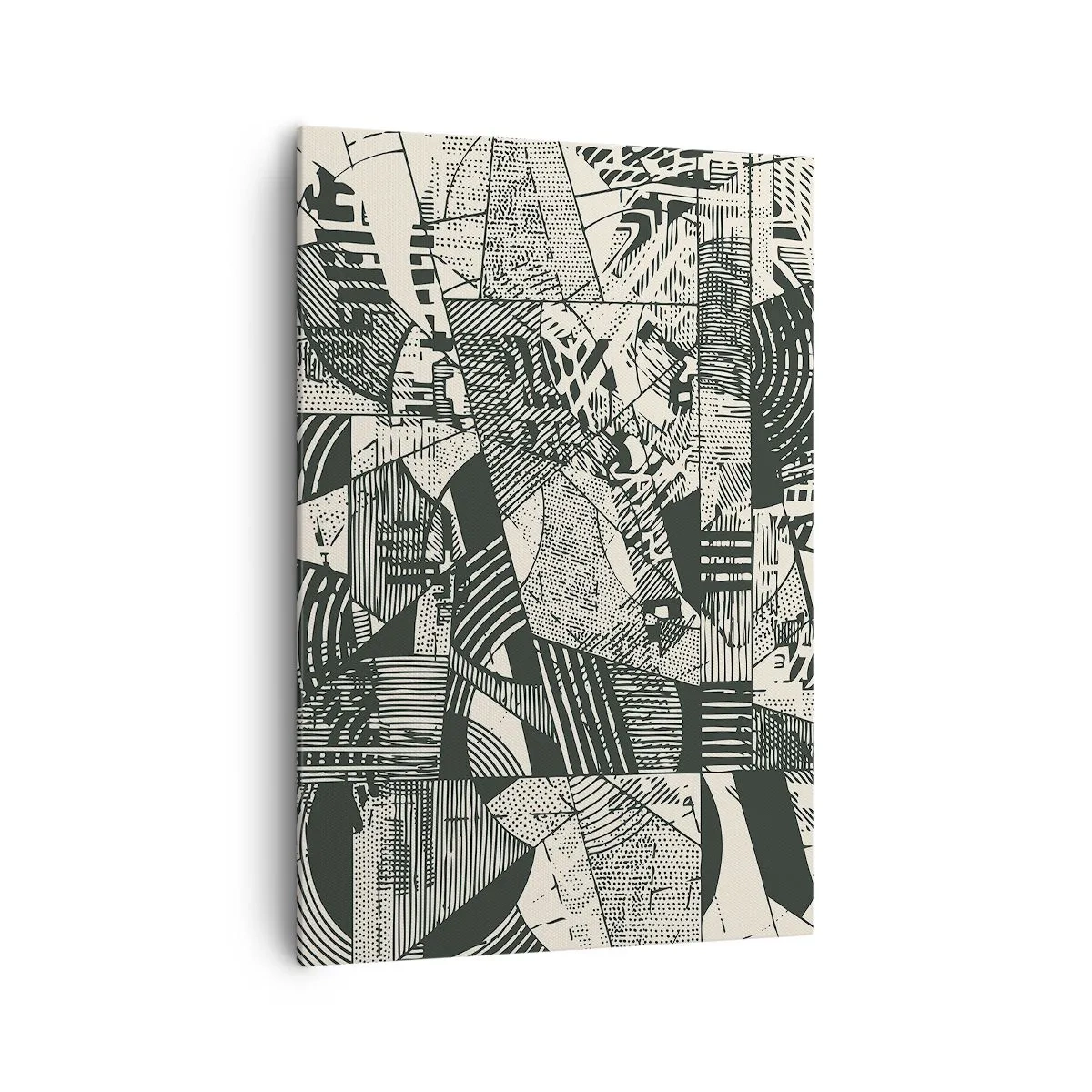 Bild auf Leinwand - Leinwandbild - Geometrische abstrakte Muster in Grüntönen auf hellem Hintergrund - 70x100cm - Die Dynamik der Gegenwart - Moderne Wanddekoration für Wohnzimmer und Schlafzimmer ARTTOR