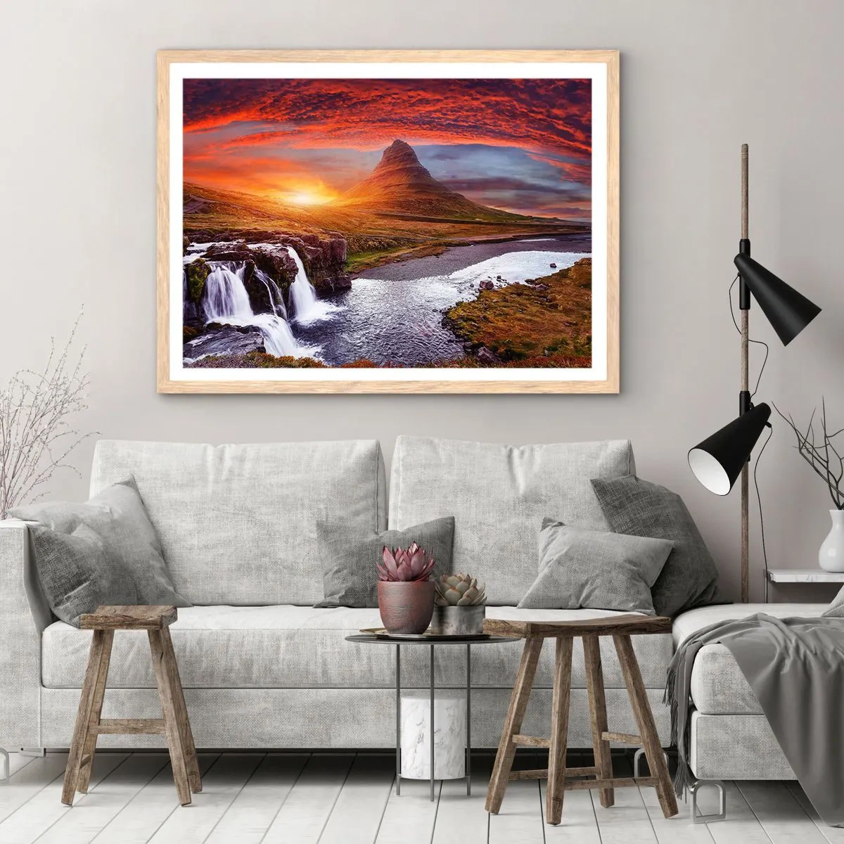 Poster in einem Rahmen aus heller Eiche - Ein Blick auf Mittelerde - 100x70 cm