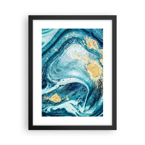 Poster in einem schwarzem Rahmen - Blauer Wirbel - 30x40 cm
