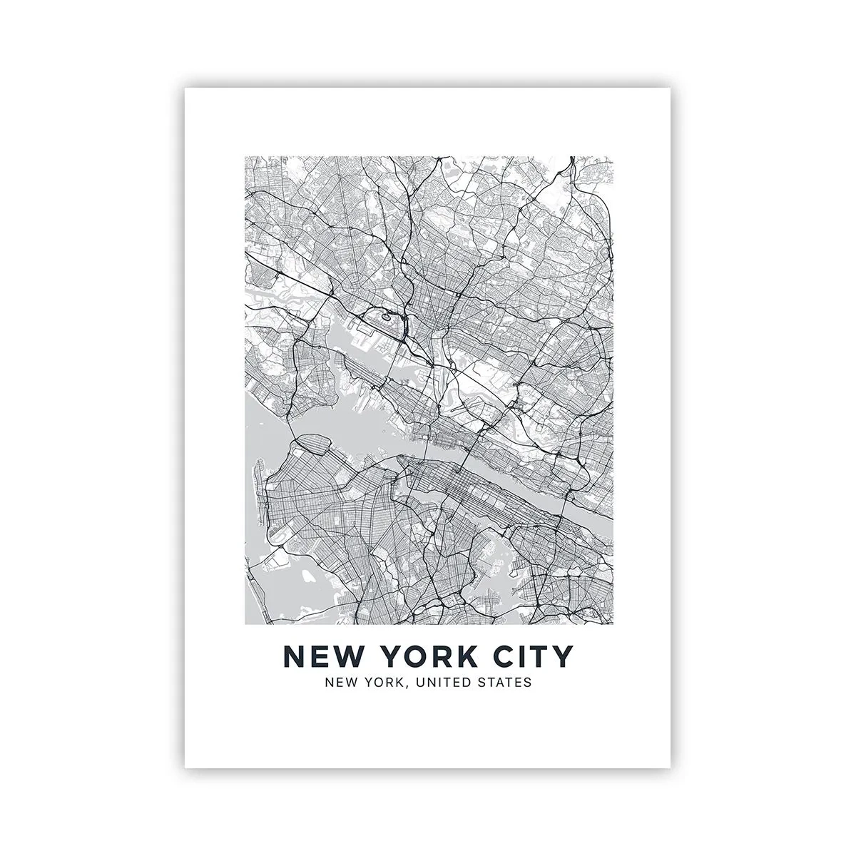 Poster - Eine minimalistische Karte von New York City - 50x70cm - Die Anatomie einer Metropole - Moderne Wanddekoration für Wohnzimmer und Schlafzimmer ARTTOR
