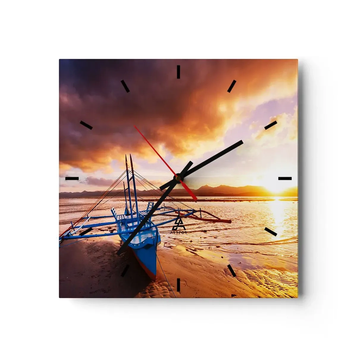 Wanduhr - Glasuhr - Nach einem Tag sich im Sand ausstrecken - 40x40 cm