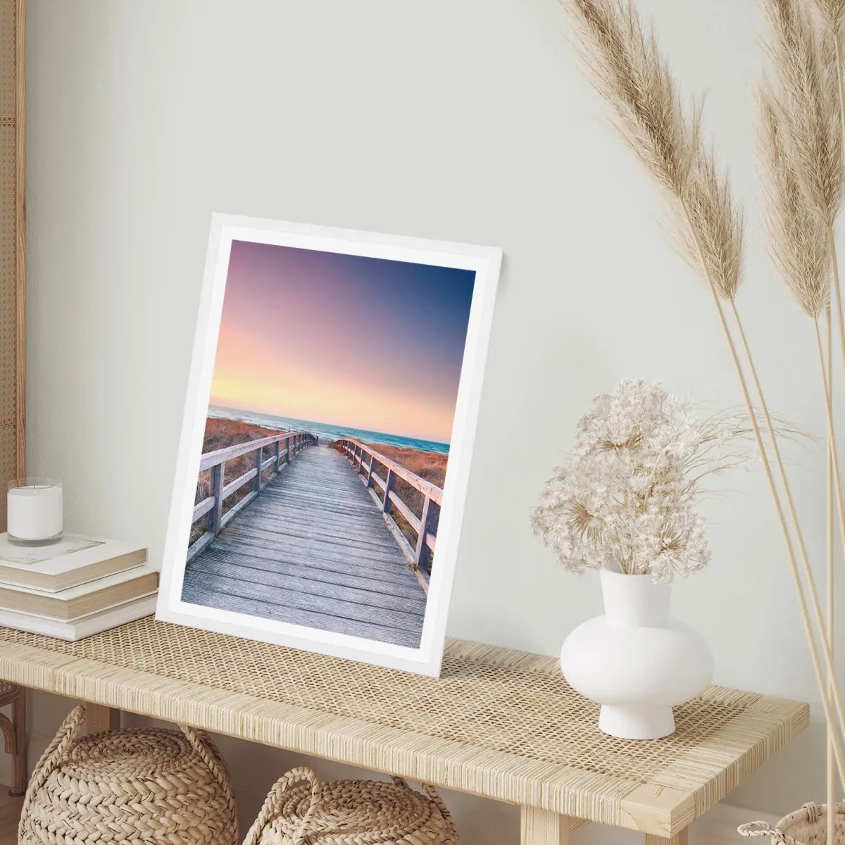 Poster in einem weißen Rahmen - Baltische Abend-Aurora - 40x50 cm