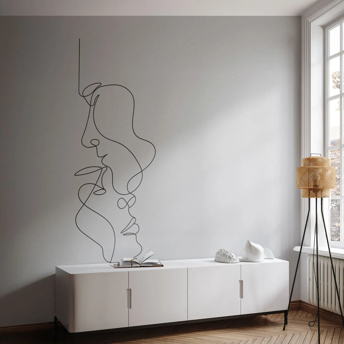 Selbstklebende Fototapete Deluxe Sticker - Die Hitze bitterer Begierden - Grafik, Verliebtes Pärchen, Kuss - 400x280 cm