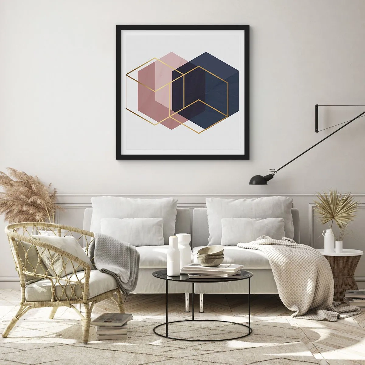 Poster in einem schwarzem Rahmen - Die Kraft der Einfachheit - 40x40 cm