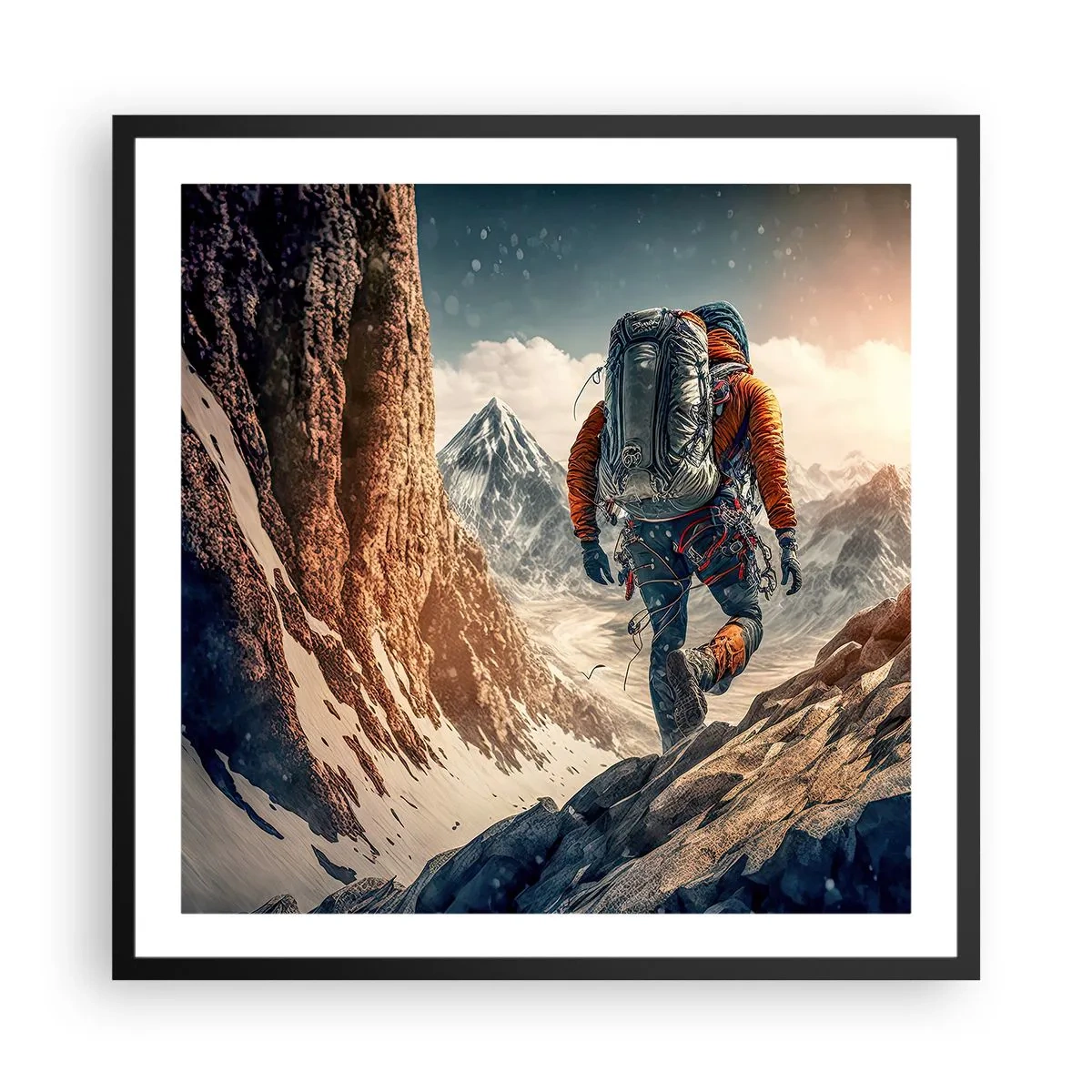 Poster in einem schwarzem Rahmen - Einsamer Krieger - 60x60 cm