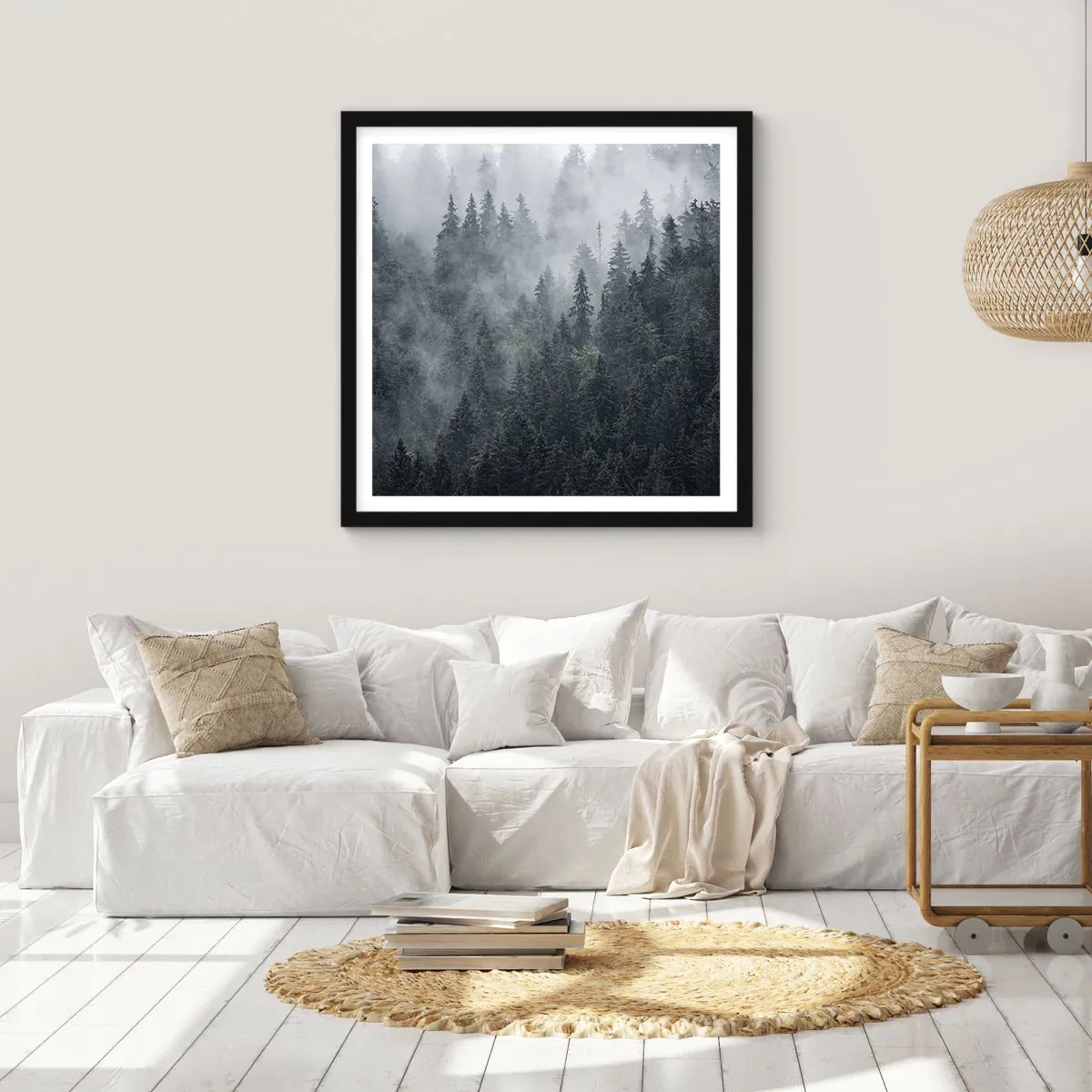 Poster in einem schwarzem Rahmen - Walddämmerung - 30x30 cm