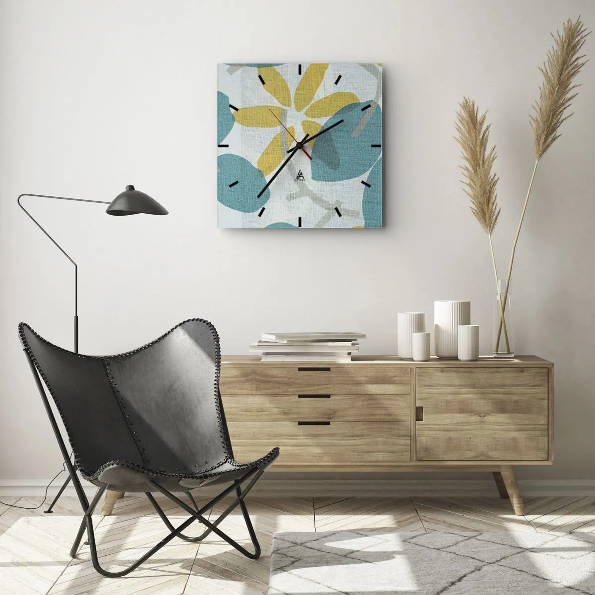 Wanduhr - Glasuhr - Unter den azurblauen Blättern - 40x40 cm