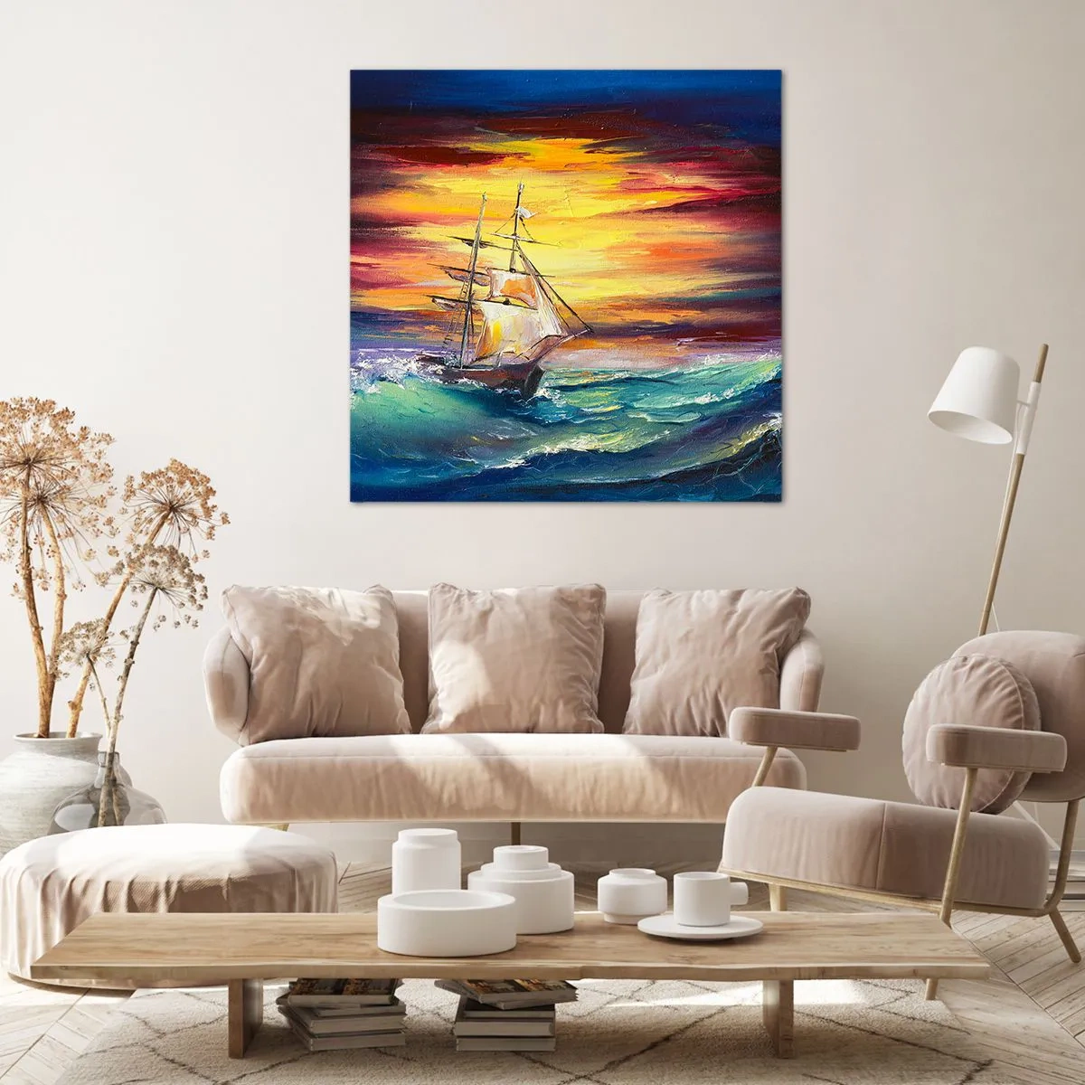 Bild auf Leinwand - Leinwandbild - Tapfer unter den Wellen - 50x50 cm