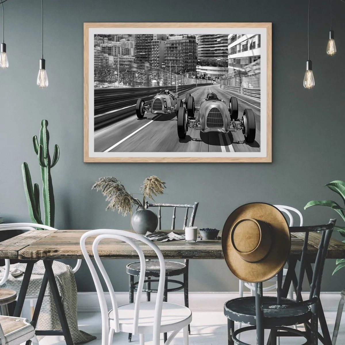 Poster in einem Rahmen aus heller Eiche - Vor langer Zeit in Monte Carlo - 40x30 cm