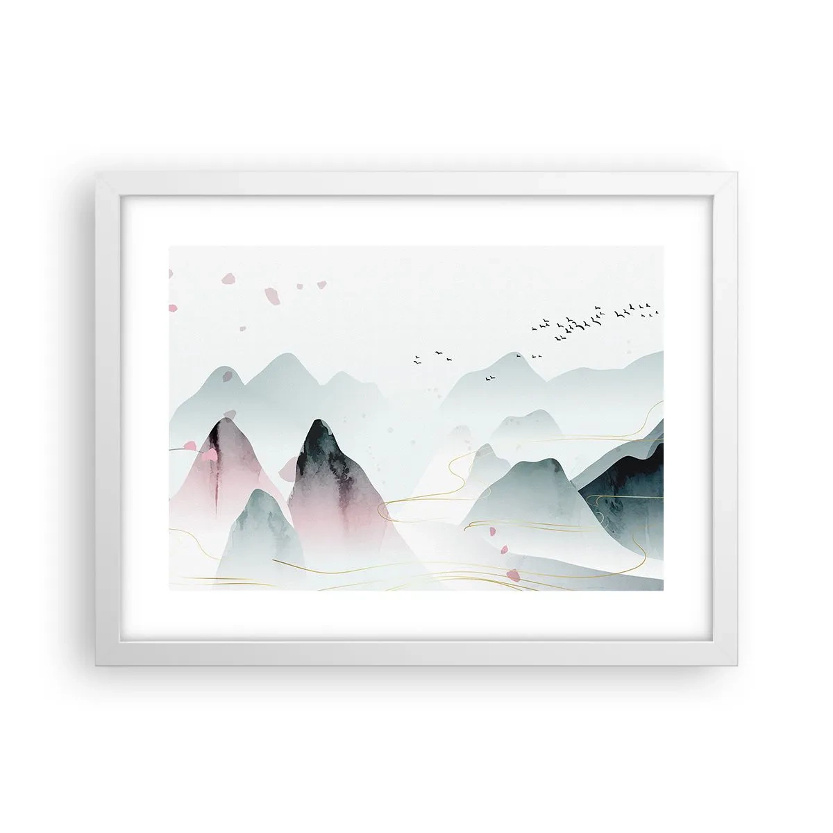 Poster in einem weißen Rahmen - Über die Gipfel - 40x30 cm