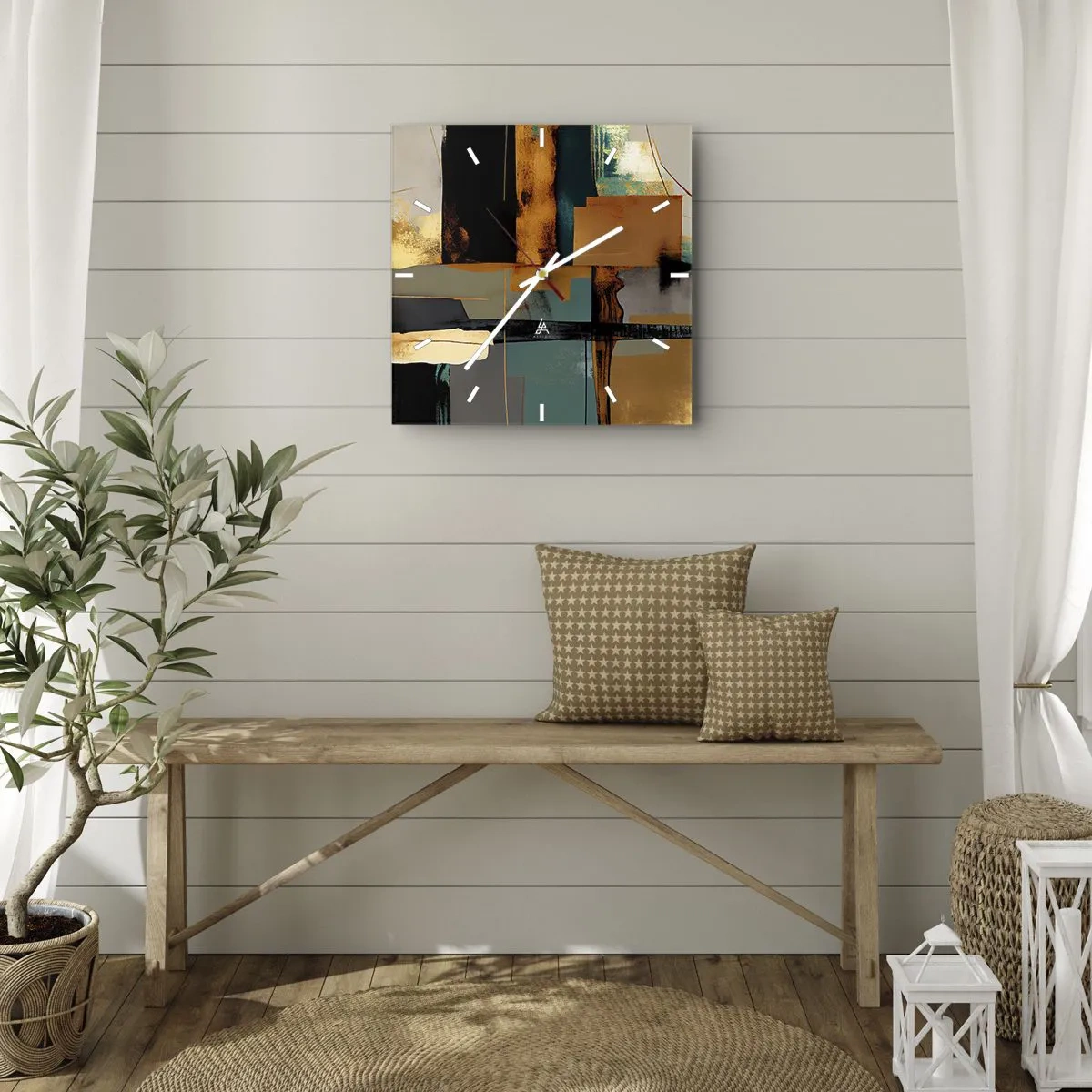 Wanduhr - Glasuhr - Abstraktion – Licht und Schatten - 30x30 cm