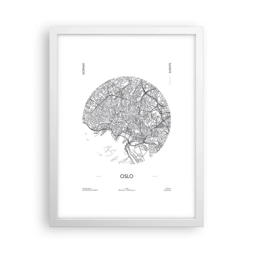 Poster in einem weißen Rahmen - Anatomie von Oslo - 30x40 cm