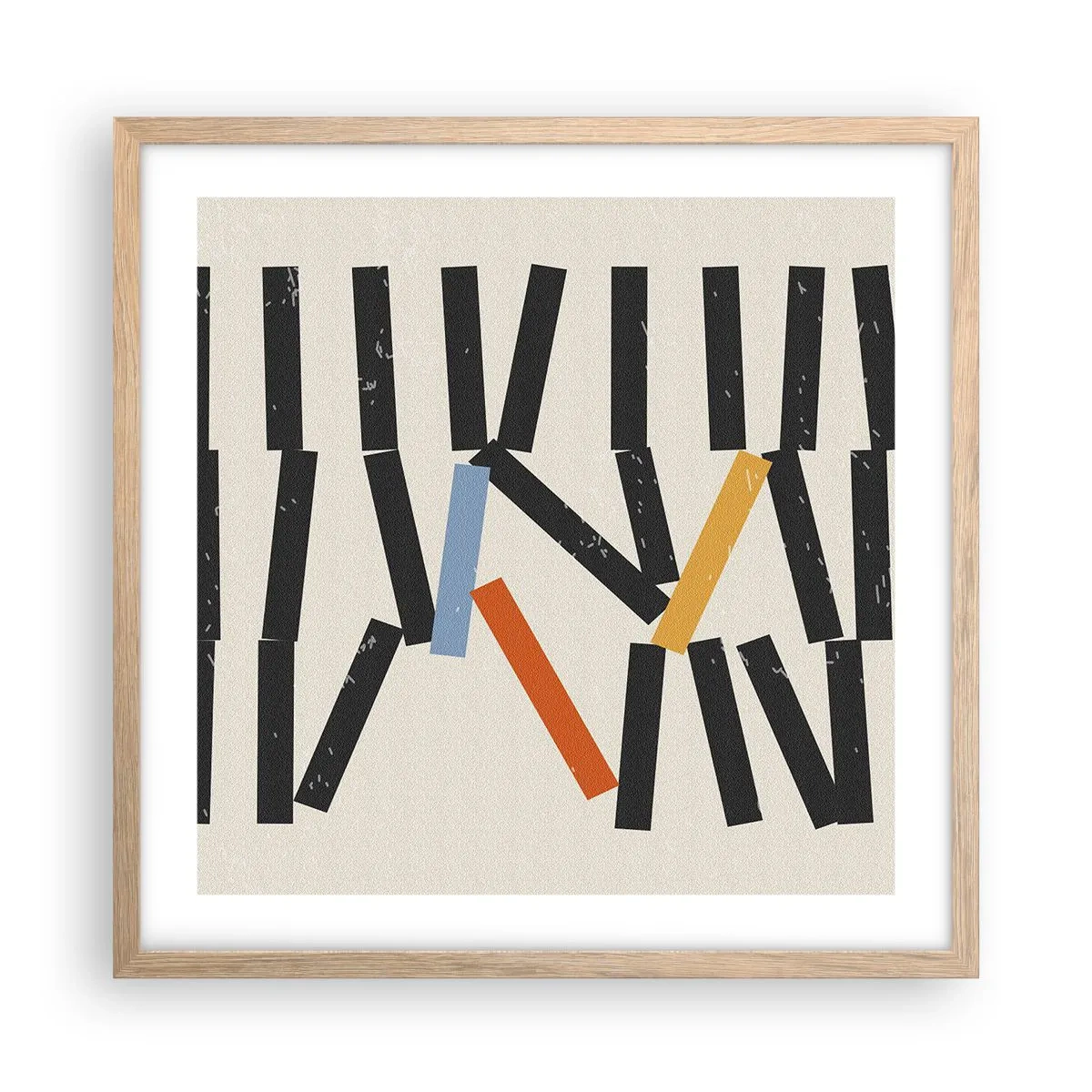 Poster in einem Rahmen aus heller Eiche - Domino – Komposition - 50x50 cm