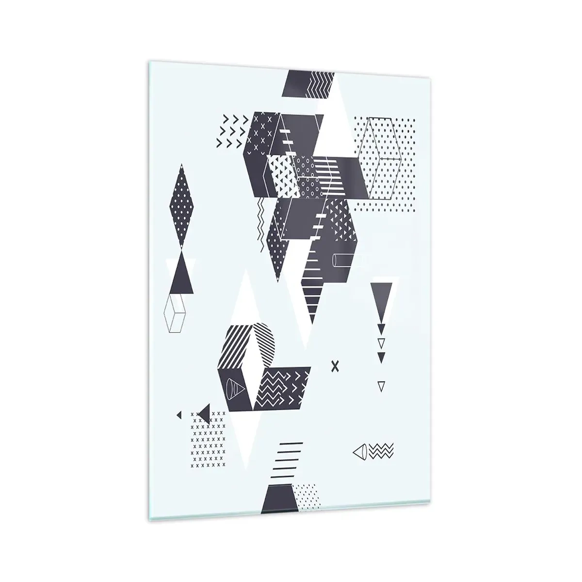 Glasbild - Bild auf glas - Moderne geometrische Grafiken in Weiß- und Marineblautönen - 80x120cm - In der Seele eines Mathematikers - Moderne Wanddekoration für Wohnzimmer und Schlafzimmer ARTTOR