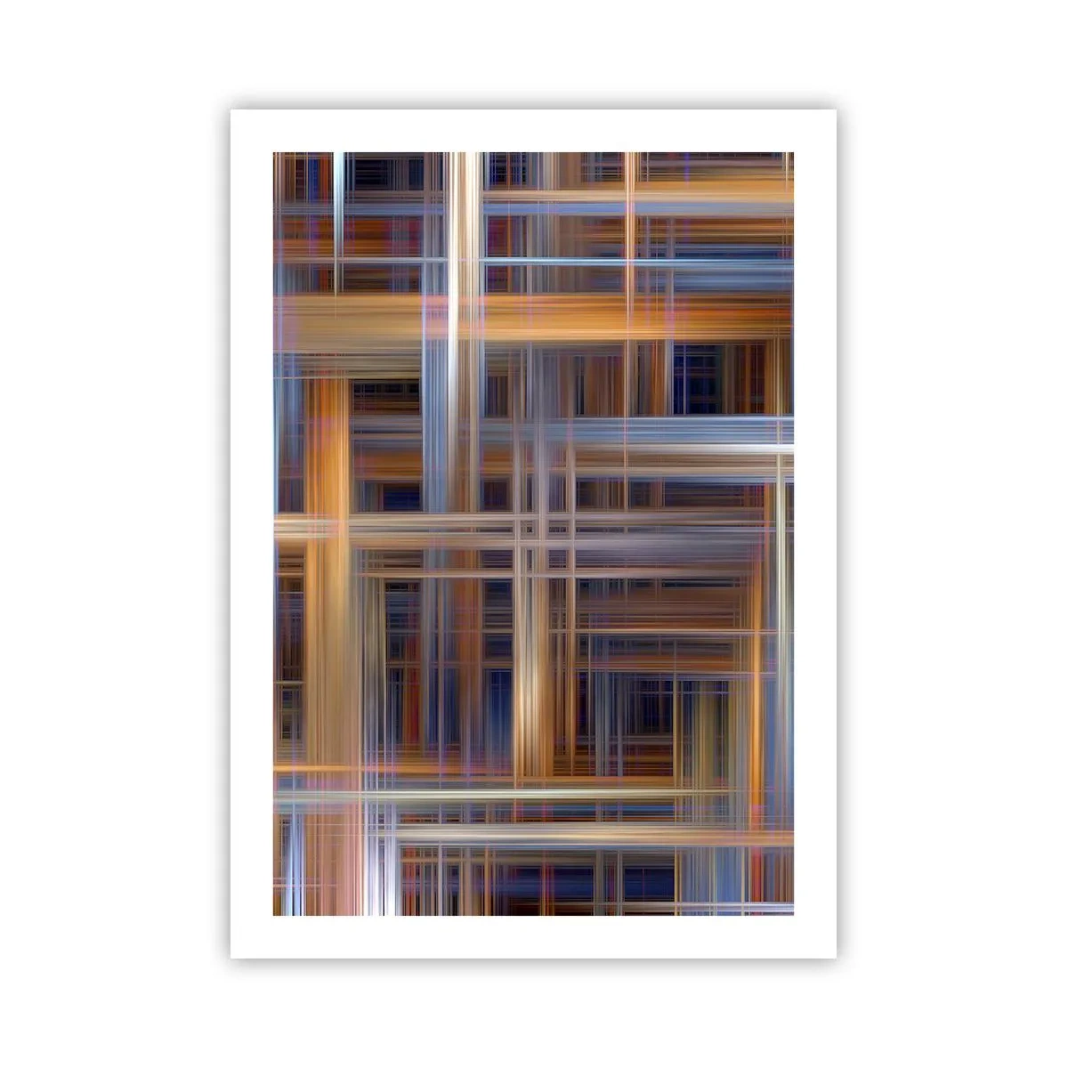 Poster - Geometrische Linien in warmen und kühlen Farben - 50x70cm - Aus Licht gewebt - Moderne Wanddekoration für Wohnzimmer und Schlafzimmer ARTTOR