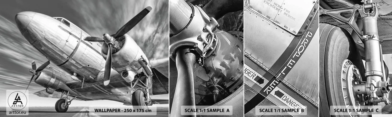 Fototapeten Muster Selbstklebend Deluxe Sticker - Immer flugbereit - Flugzeug, Retro, Flugzeug - 100x30 cm