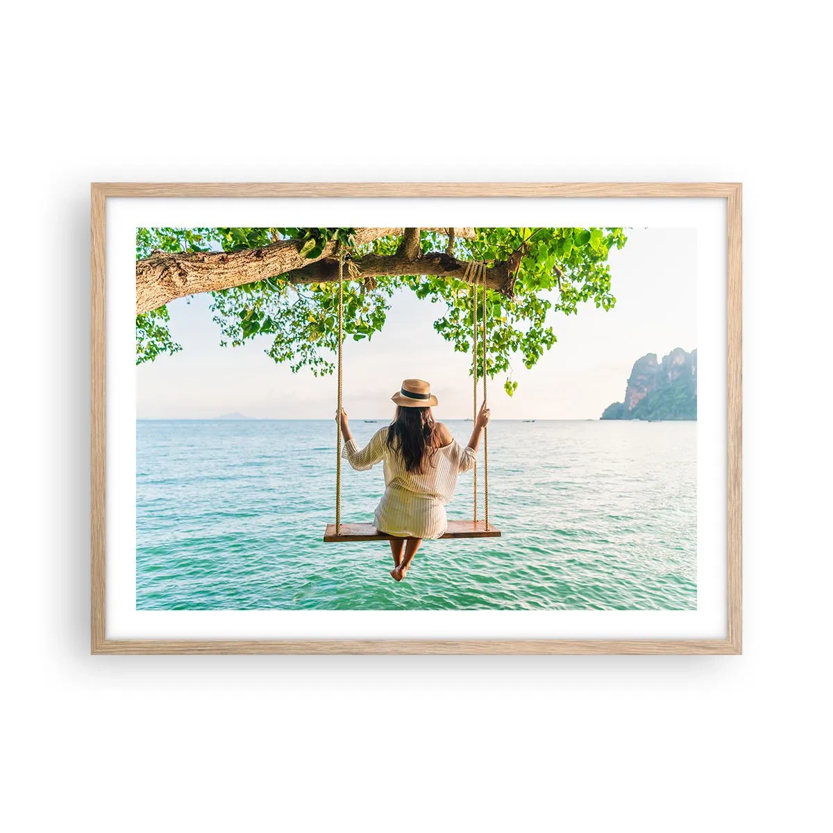 Poster in einem Rahmen aus heller Eiche - Das Leben ist wunderschön - 70x50 cm