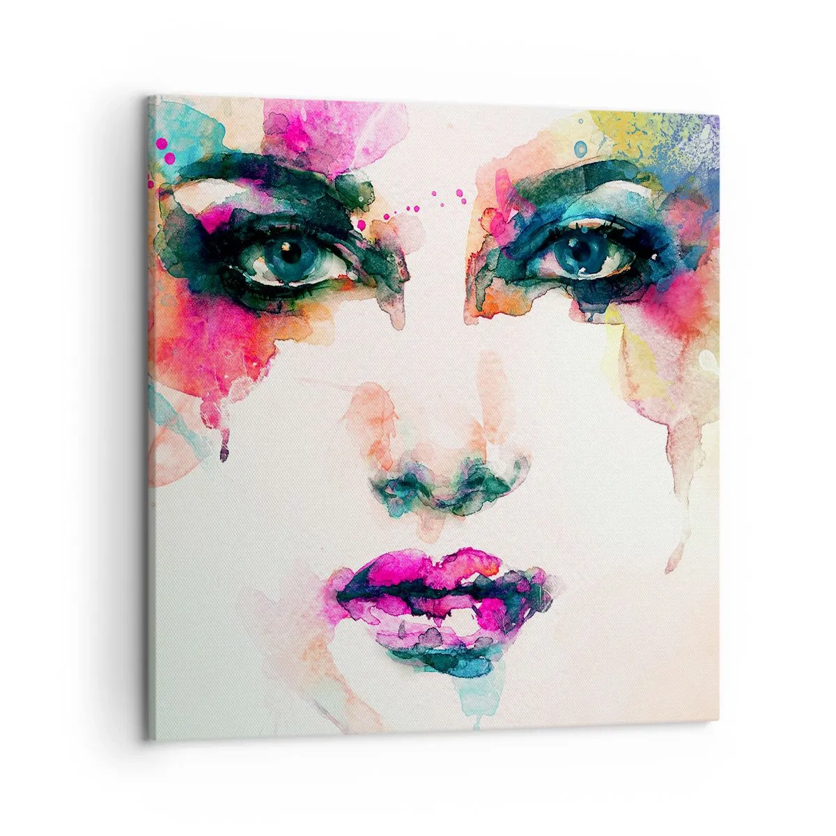 Bild auf Leinwand - Leinwandbild - Ein mit einem Regenbogen gemaltes Porträt - 50x50 cm