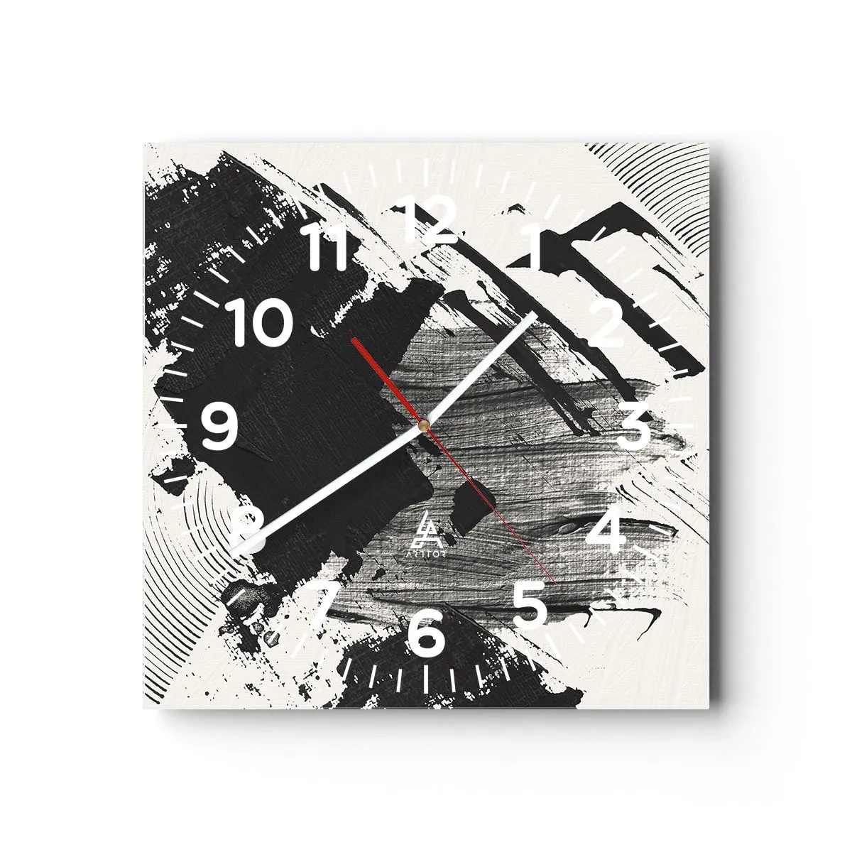 Wanduhr - Glasuhr - Abstraktion – Ausdruck von Schwarz - 30x30 cm