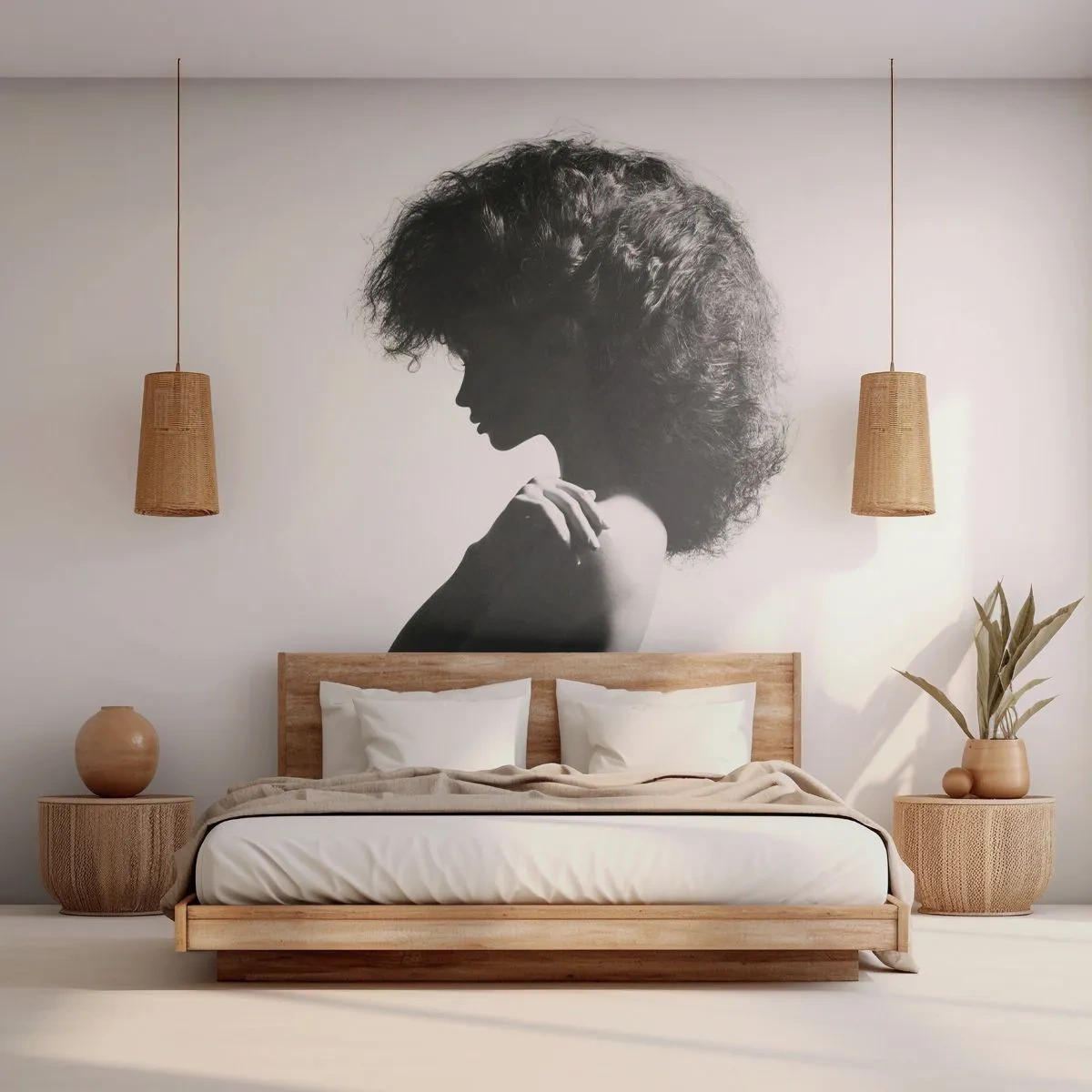 Fototapete Standard Eco - Silhouette einer Frau im Kontrastlicht - 100x70cm - Wie eine Blume auf einem schlanken Stiel - Moderne Wanddekoration für Wohnzimmer und Schlafzimmer ARTTOR