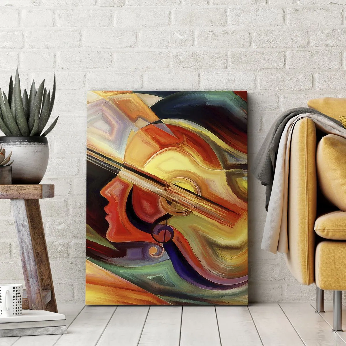 Bild auf Leinwand - Leinwandbild - Bunte Abstraktion, inspiriert von Musik und Gitarre - 70x100cm - Alles ist gut - Moderne Wanddekoration für Wohnzimmer und Schlafzimmer ARTTOR
