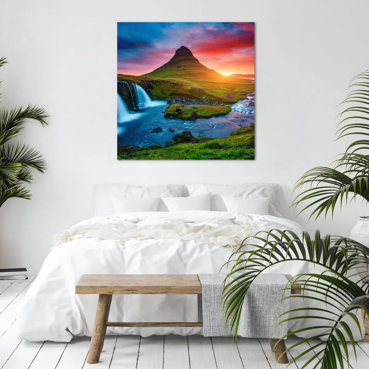 Bild auf Leinwand - Leinwandbild - Island - Feuer und Wasser - 60x60 cm