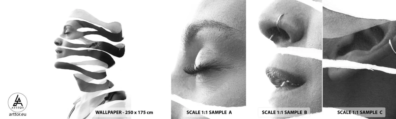 Fototapetenmuster Standard Eco - Surreales Porträt - Abstraktion, Stück, Frau - 100x30 cm