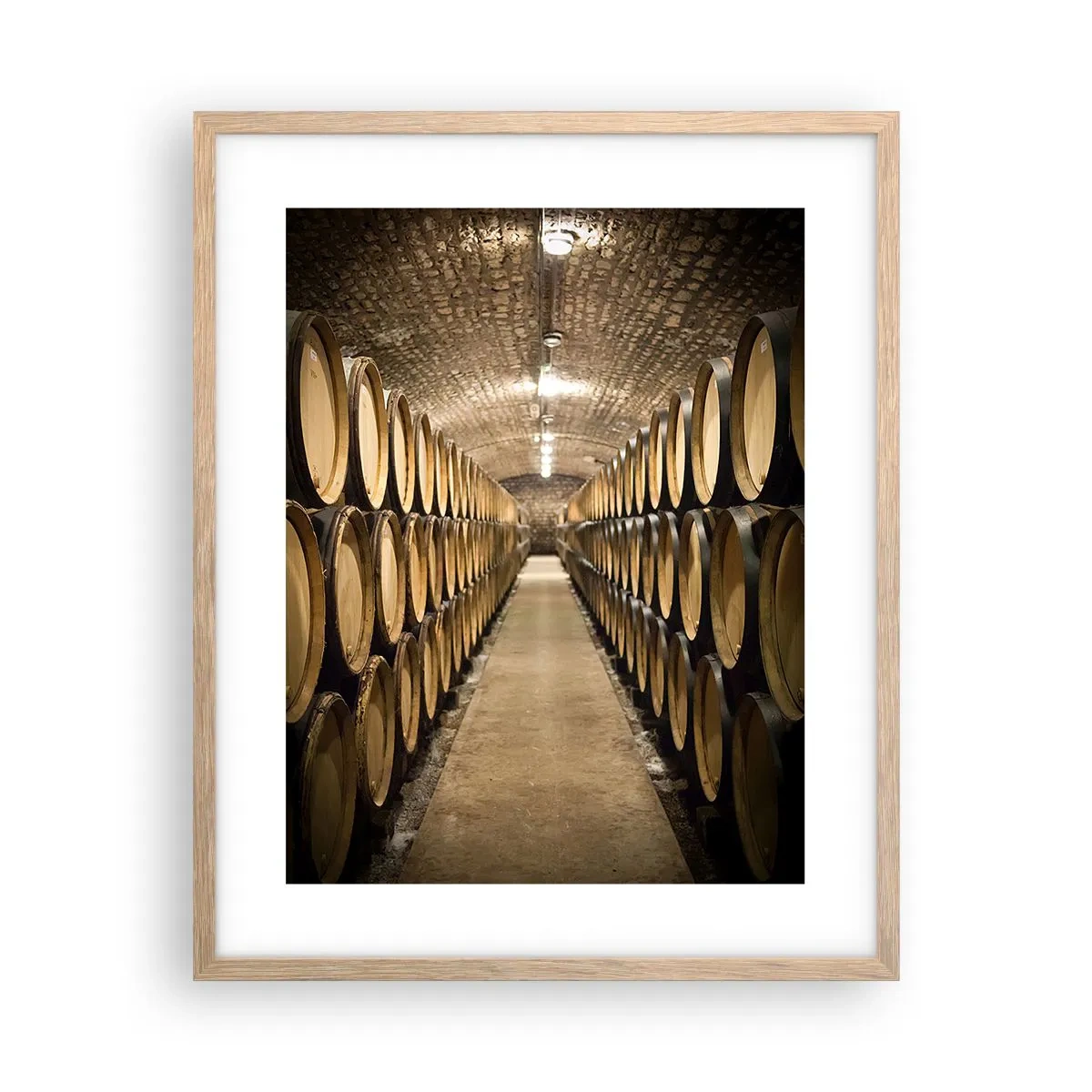 Poster in einem Rahmen aus heller Eiche - In einem gemauerten Keller - 40x50 cm