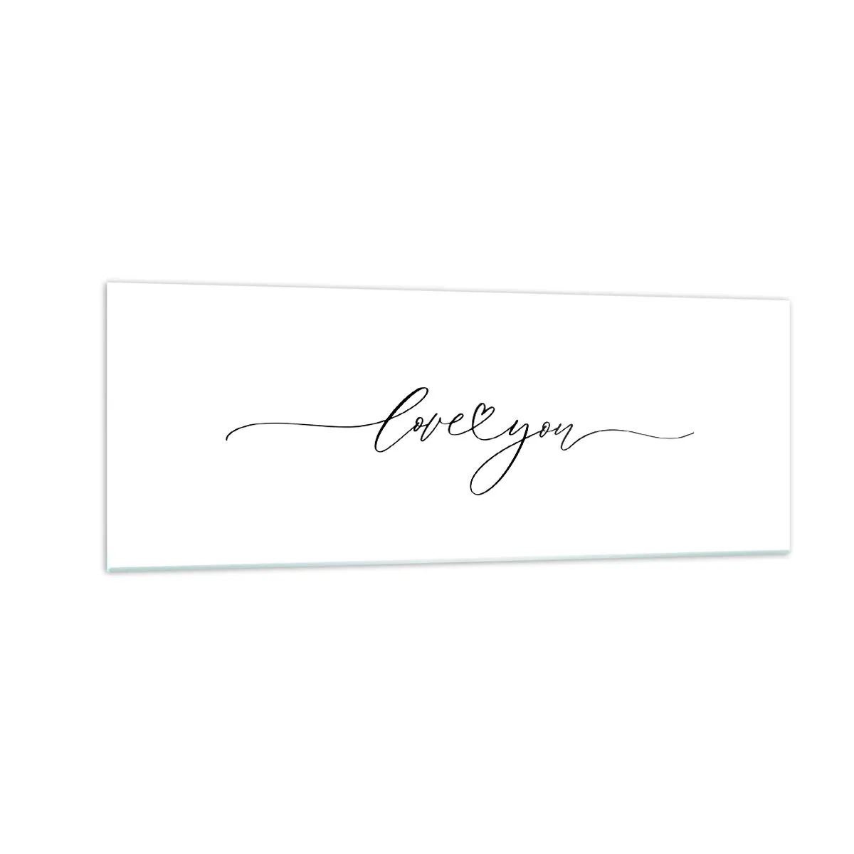 Glasbild - Bild auf glas - Die Aufschrift „Ich liebe dich“ in eleganter Schriftart - 140x50cm - Schwarz auf weiß - Moderne Wanddekoration für Wohnzimmer und Schlafzimmer ARTTOR