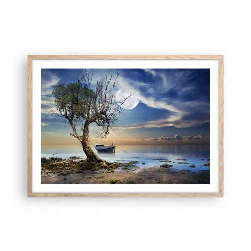 Poster in einem Rahmen aus heller Eiche - Ist das das Ende oder der Anfang? - 70x50 cm