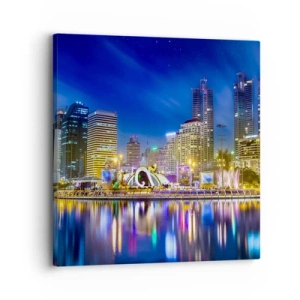 Bild auf Leinwand - Leinwandbild - Metropolis bei Regenbogennacht - 30x30 cm