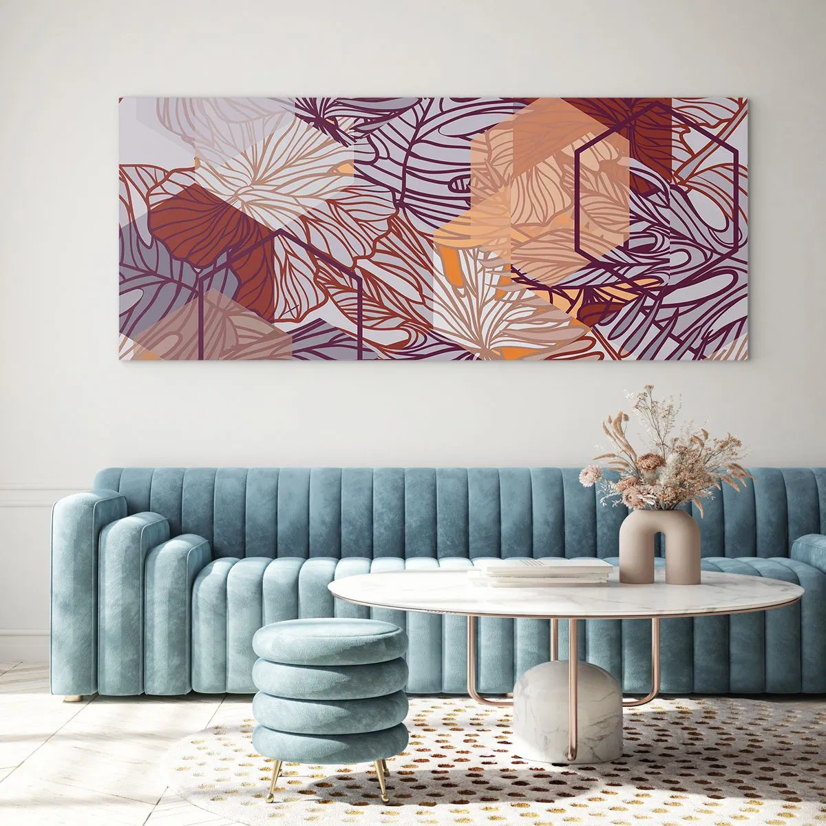 Glasbild - Bild auf glas - Unmögliche Beziehung zwischen Geometrie und Natur - 90x30 cm