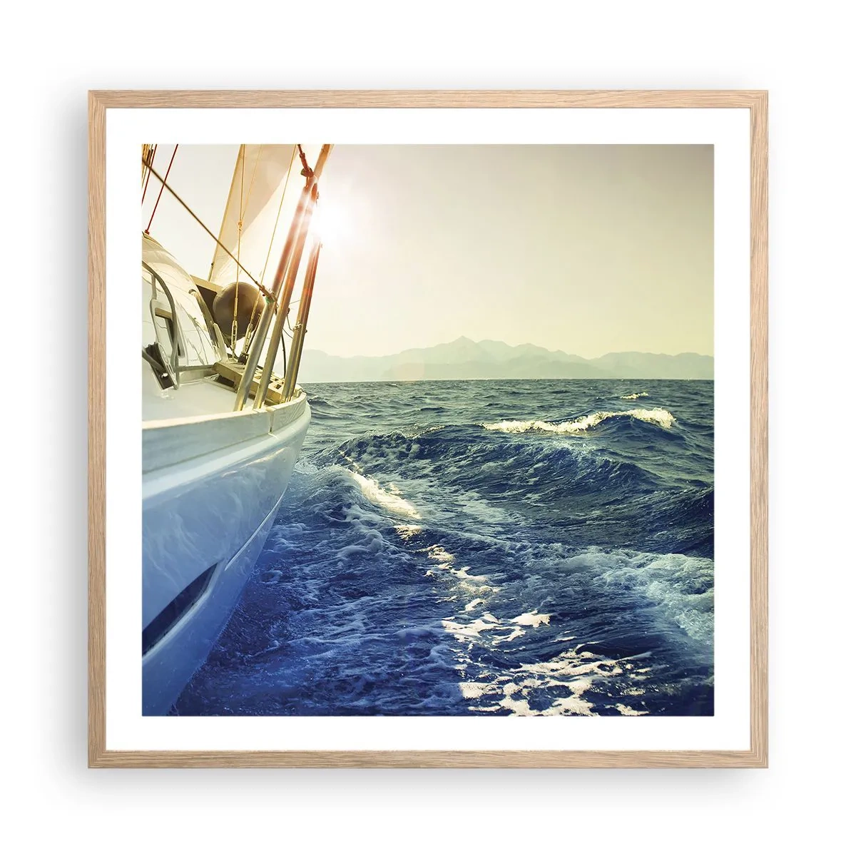 Poster in einem Rahmen aus heller Eiche - Auf ins Abenteuer - 60x60 cm