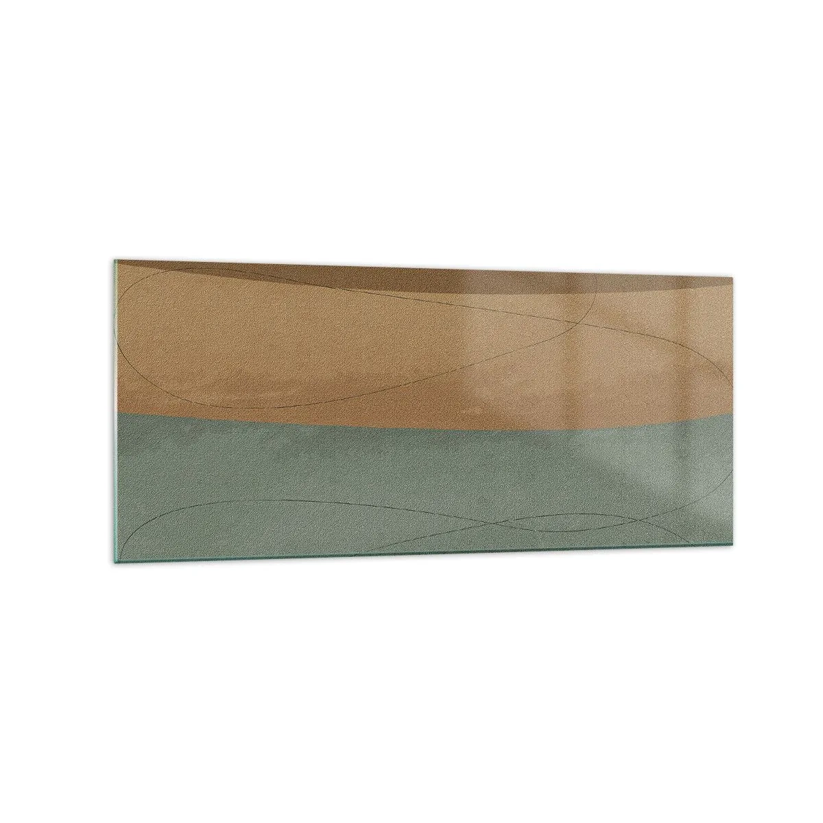 Glasbild - Bild auf glas - Abstrakte Komposition in natürlichen Erdtönen - 120x50cm - Horizontale Komposition - Moderne Wanddekoration für Wohnzimmer und Schlafzimmer ARTTOR