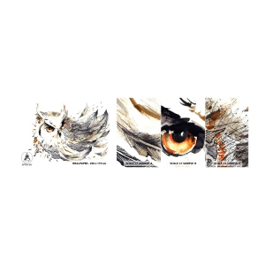 Fototapeten Muster Selbstklebend Deluxe Sticker - Sie kam aus der Welt der Magie - Vogel, Eule, Grafik - 100x30 cm