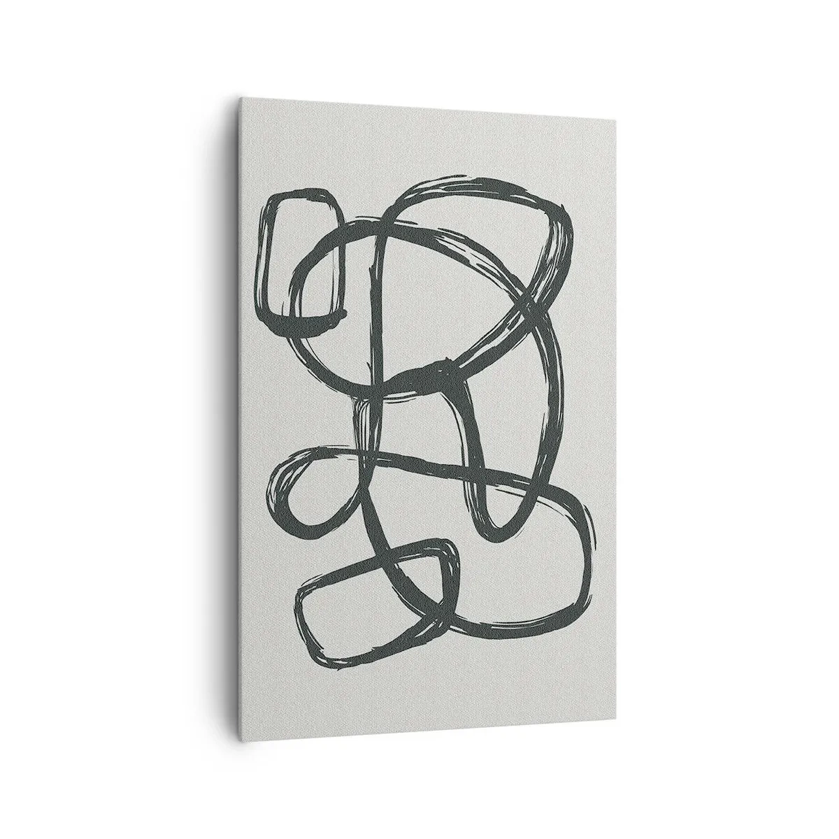 Bild auf Leinwand - Leinwandbild - Abstrakte Linien erzeugen Freiformformen auf hellem Hintergrund - 80x120cm - Schleifenabstraktion - Moderne Wanddekoration für Wohnzimmer und Schlafzimmer ARTTOR