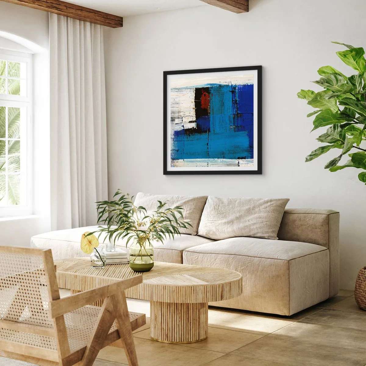 Poster in einem schwarzem Rahmen - Geheimnis ist blau - 60x60 cm