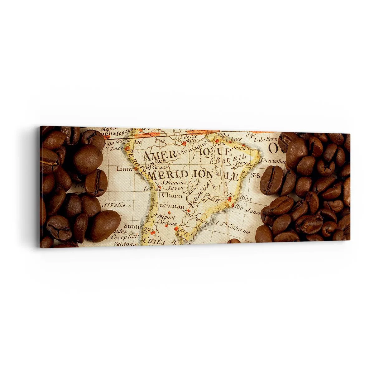 Bild auf Leinwand - Leinwandbild - Woher kommt der beste Kaffee? - 90x30 cm