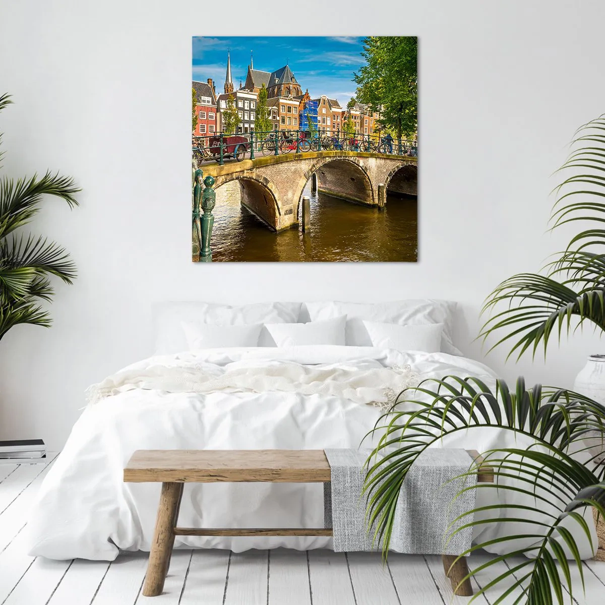 Bild auf Leinwand - Leinwandbild - Frühling am Kanal - 70x70 cm