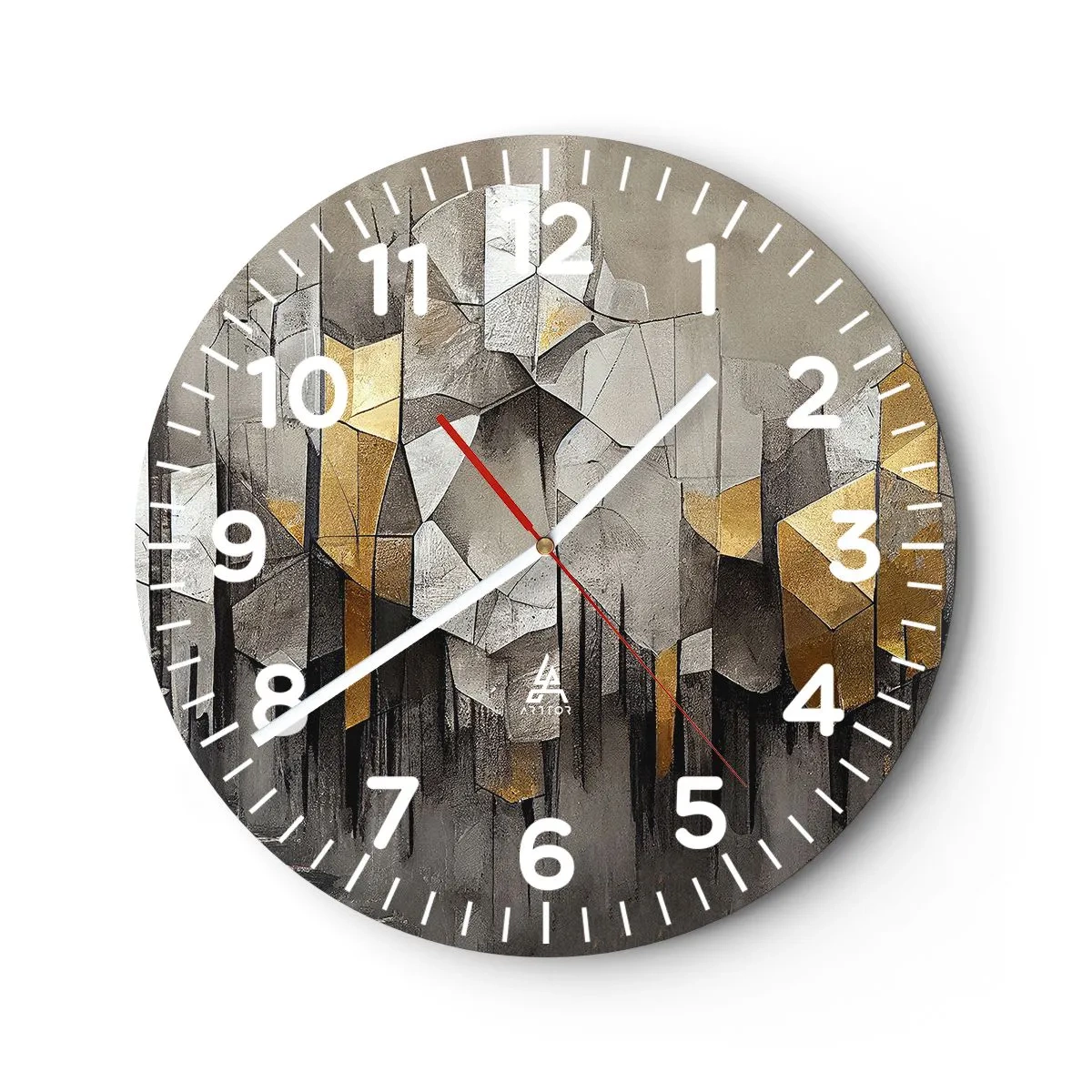Wanduhr - Glasuhr - Komposition aus Eis und Licht - 30x30 cm