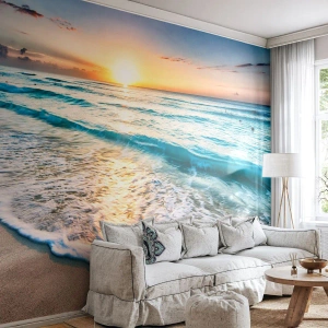 Selbstklebende Fototapete Deluxe Sticker - Ein Blick lohnt sich - Landschaft, Strand, Sonnenuntergang - 450x315 cm