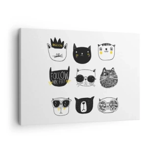 Bild auf Leinwand - Leinwandbild - Stilvolle Katzenillustrationen im minimalistischen Stil - 70x50cm - Jeder andere - Moderne Wanddekoration für Wohnzimmer und Schlafzimmer ARTTOR