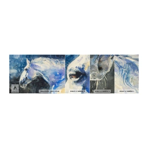 Fototapeten Muster Selbstklebend Deluxe Sticker - Porträt in blauem Glanz - Pferd, Malerei, Tiere - 100x30 cm