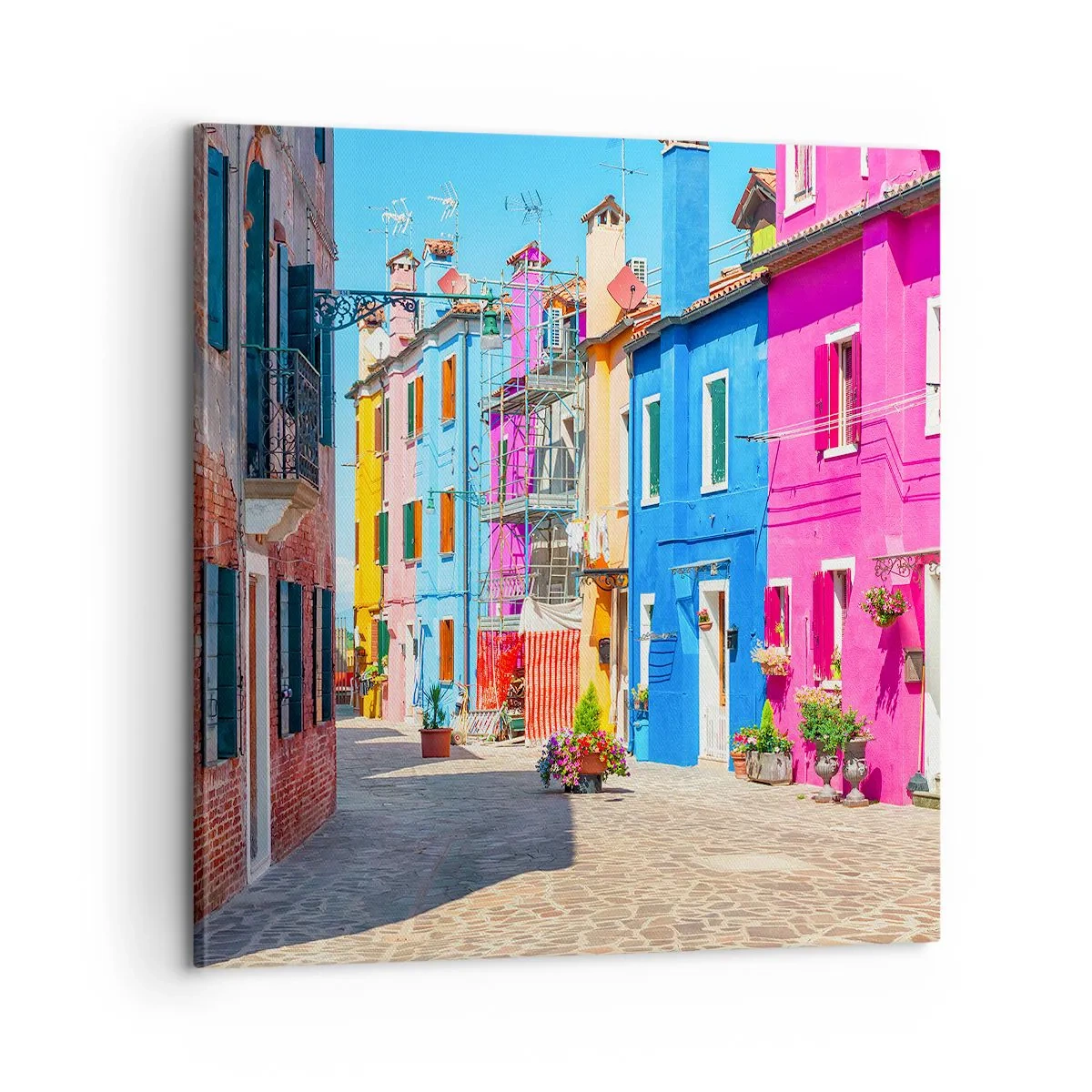 Bild auf Leinwand - Leinwandbild - Städtchen "Zu Papageien" - 60x60 cm