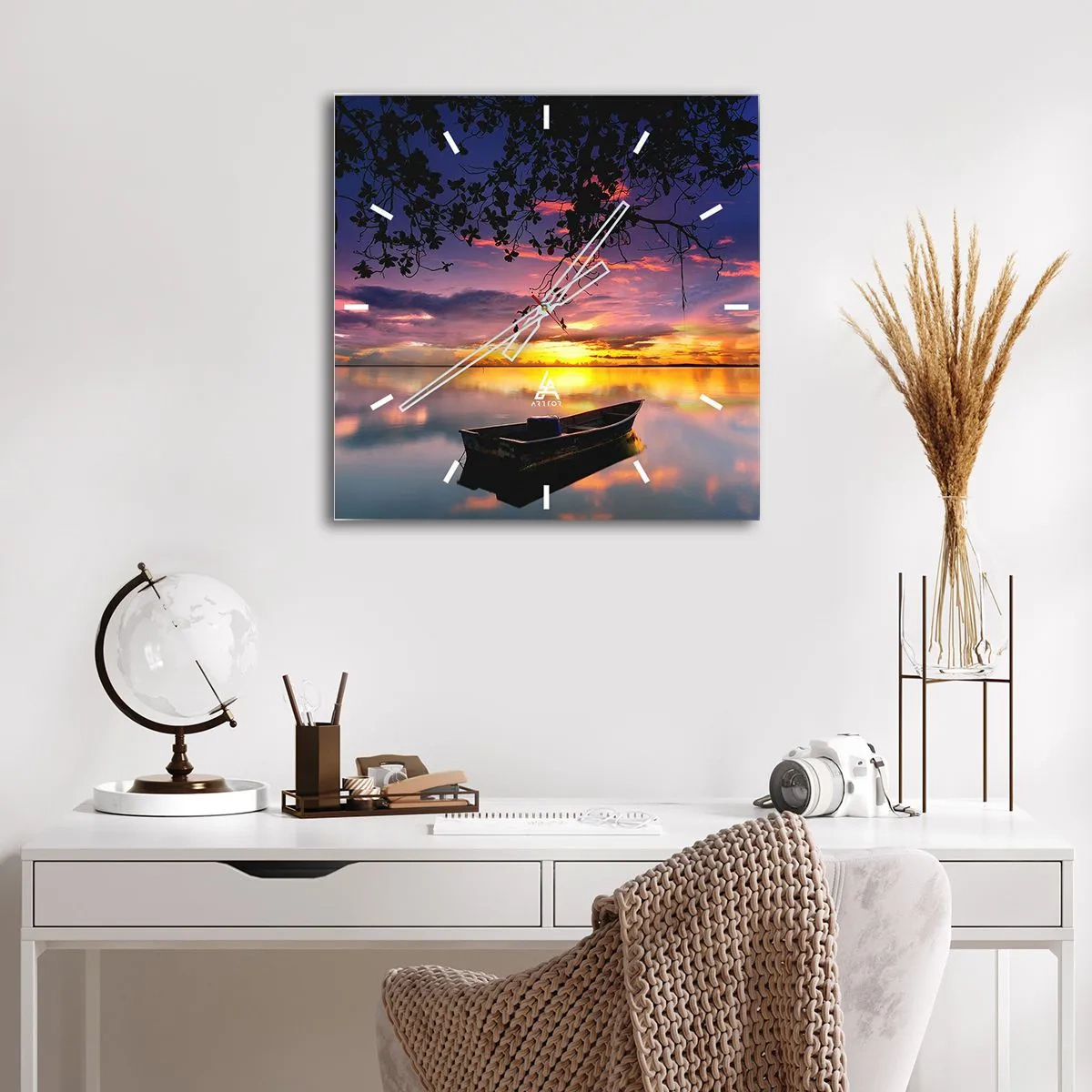 Wanduhr - Glasuhr - Du scheinst mitten am Himmel zu hängen... - 40x40 cm