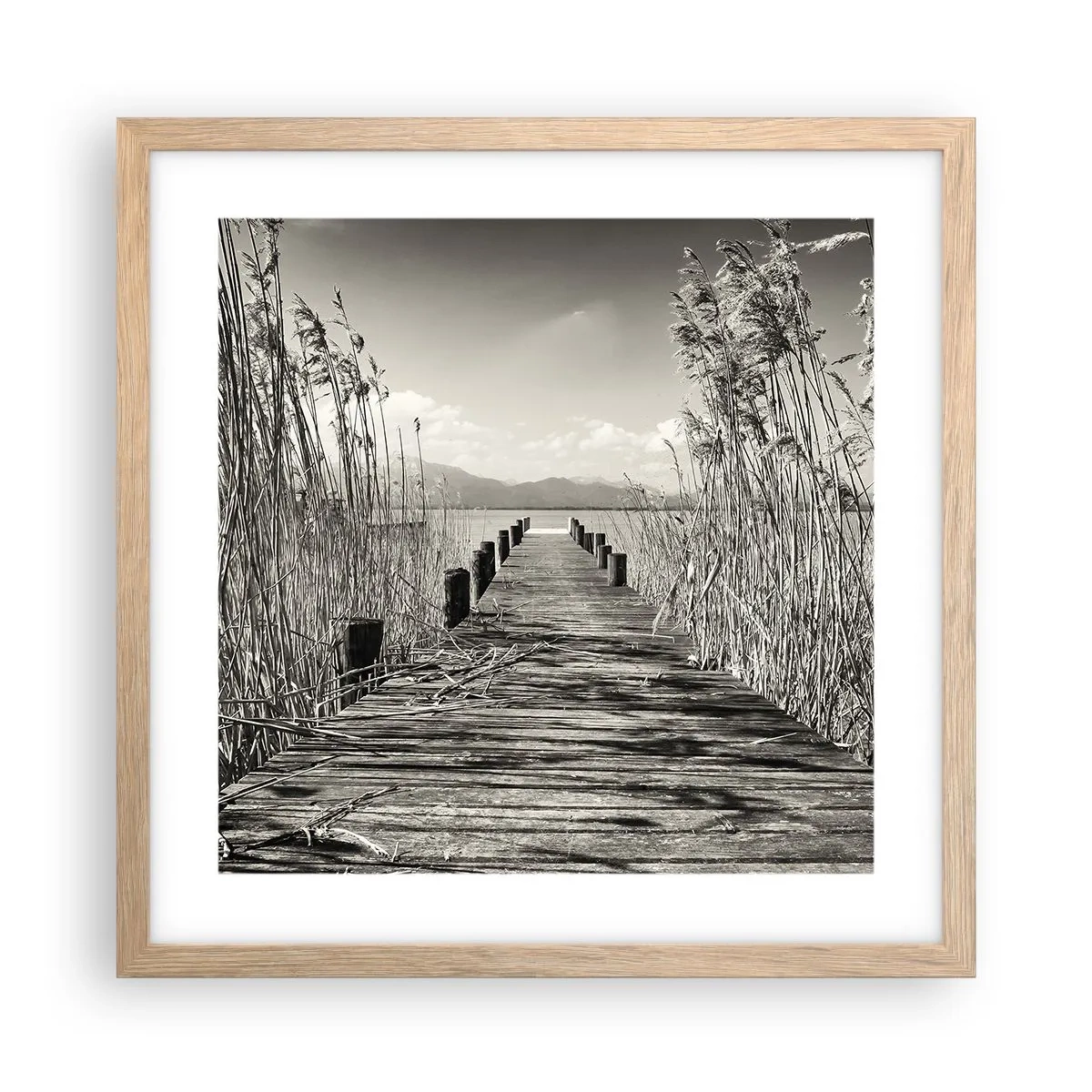 Poster in einem Rahmen aus heller Eiche - In der Stille des Grases - 40x40 cm