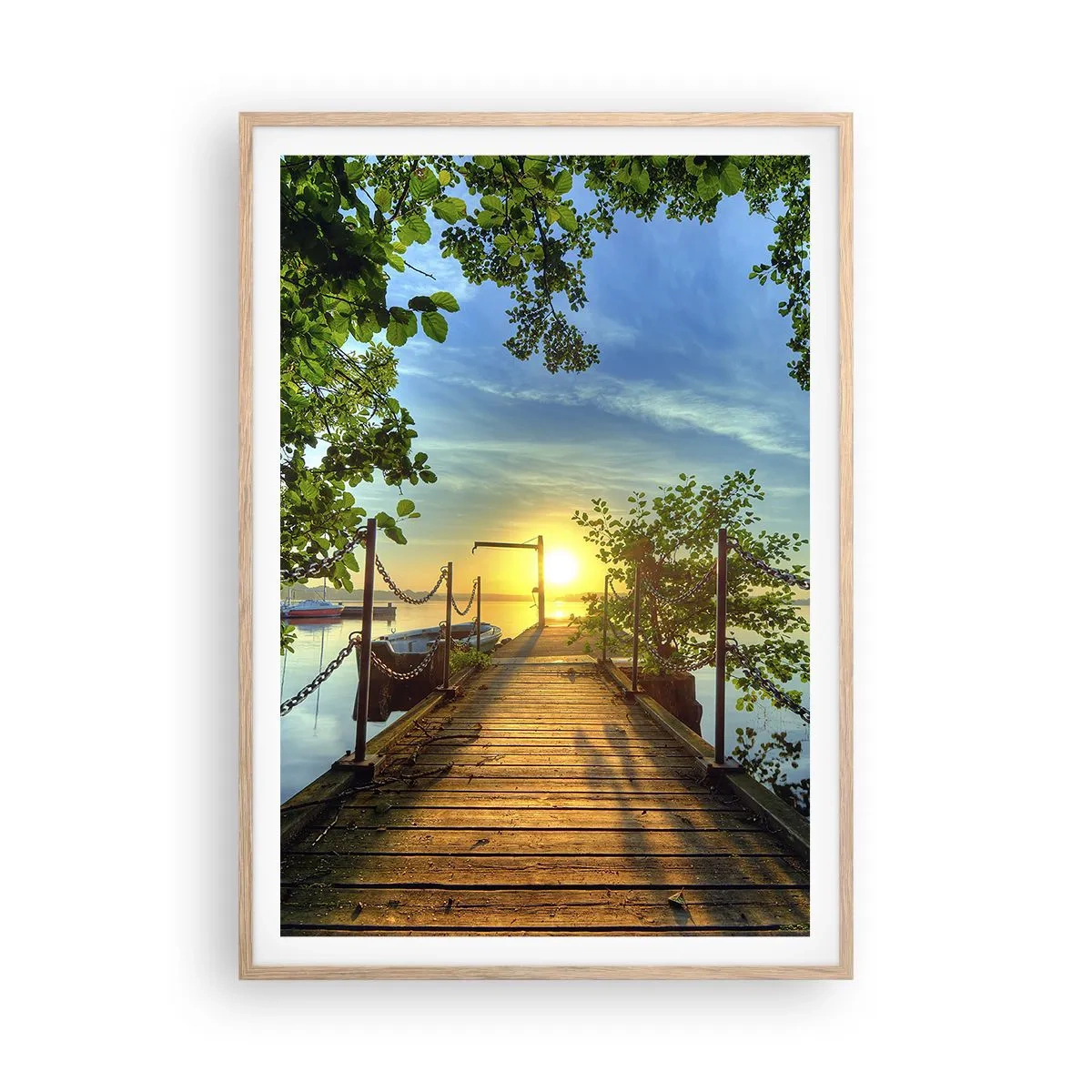 Poster in einem Rahmen aus heller Eiche - Westen auf dem Wasser - 70x100 cm