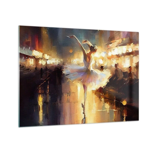 Glasbild - Bild auf glas - Ballerina im Licht der Stadtlichter - 70x50cm - Wunder auf der Straße - Moderne Wanddekoration für Wohnzimmer und Schlafzimmer ARTTOR