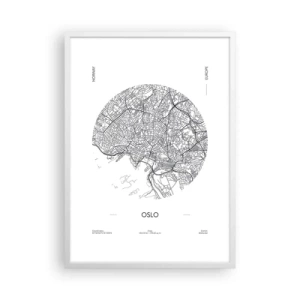 Poster in einem weißen Rahmen - Anatomie von Oslo - 50x70 cm